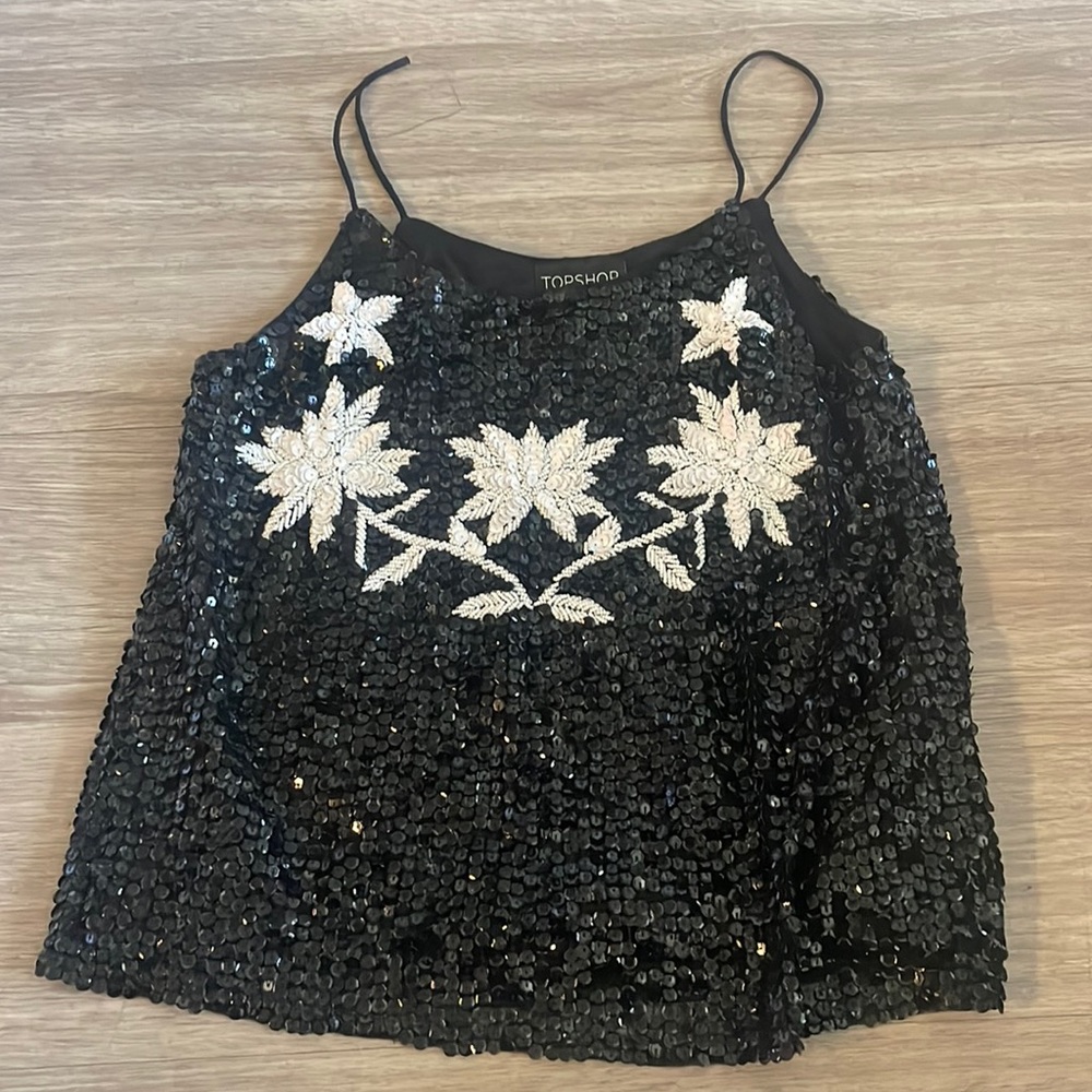 Topshop beaded/sequence tank